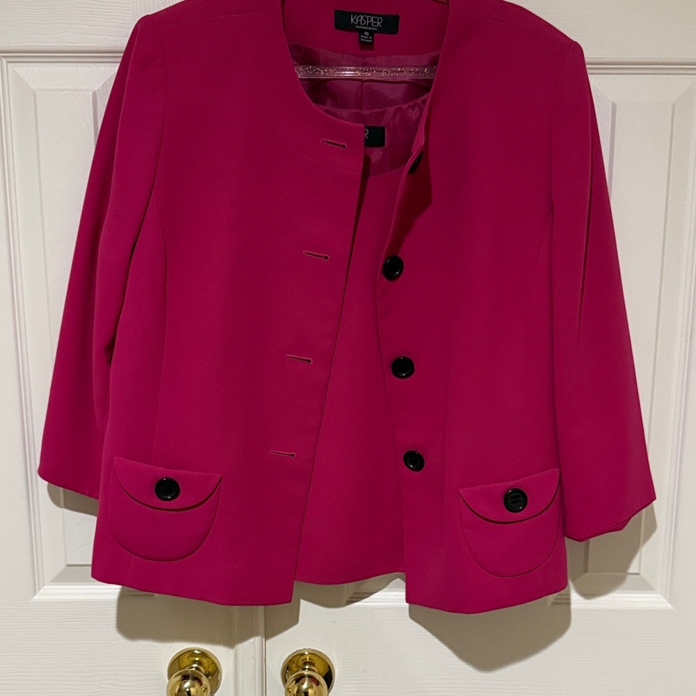 Kasper Fuchsia Blazer with Black Accents